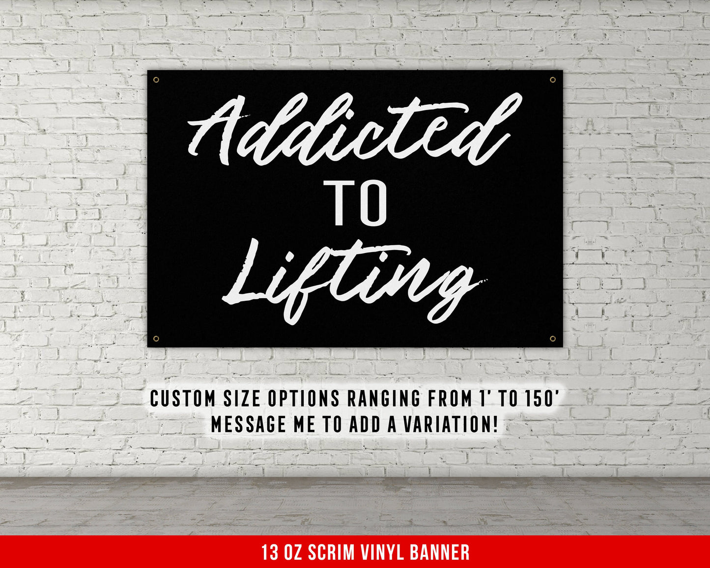 Addicted To Lifting - Home Gym Banner Flag - Motivational Wall Decor - Large Quote - Garage Basement - Weightlifting Fitness