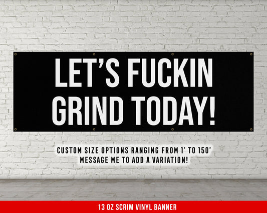 Fuckin Grind Banner - Motivational Home Gym Decor - Large Quote Wall Art - Weightlifting - Inspirational - Garage