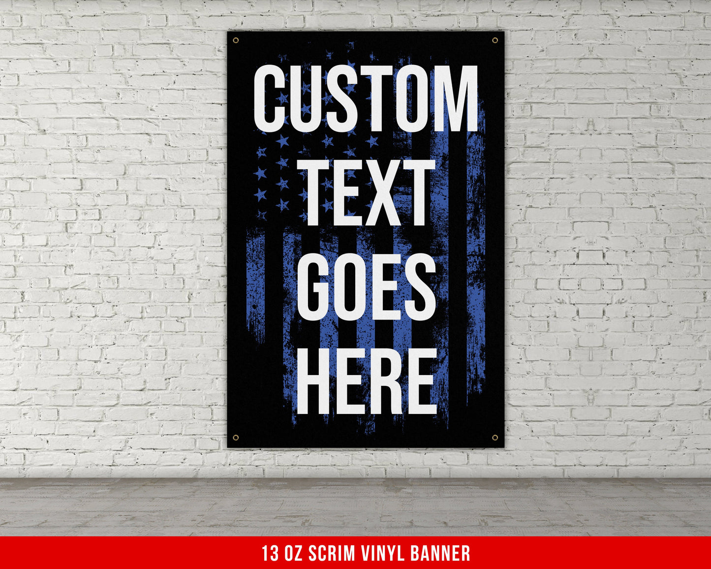 Custom Text Banner - Home Gym Decor - Large Motivational Quote Wall Art - Grunge Garage Basement - USA - Blue