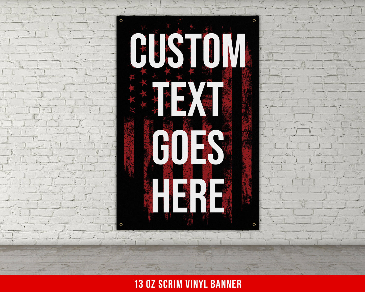 Custom Text Banner - Home Gym Decor - Large Motivational Quote Wall Art - Grunge Garage Basement - USA - Red