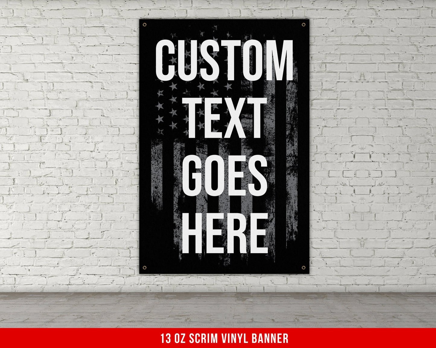 Custom Text Banner - Home Gym Decor - Large Motivational Quote Wall Art - Grunge Garage Basement - USA - Grey