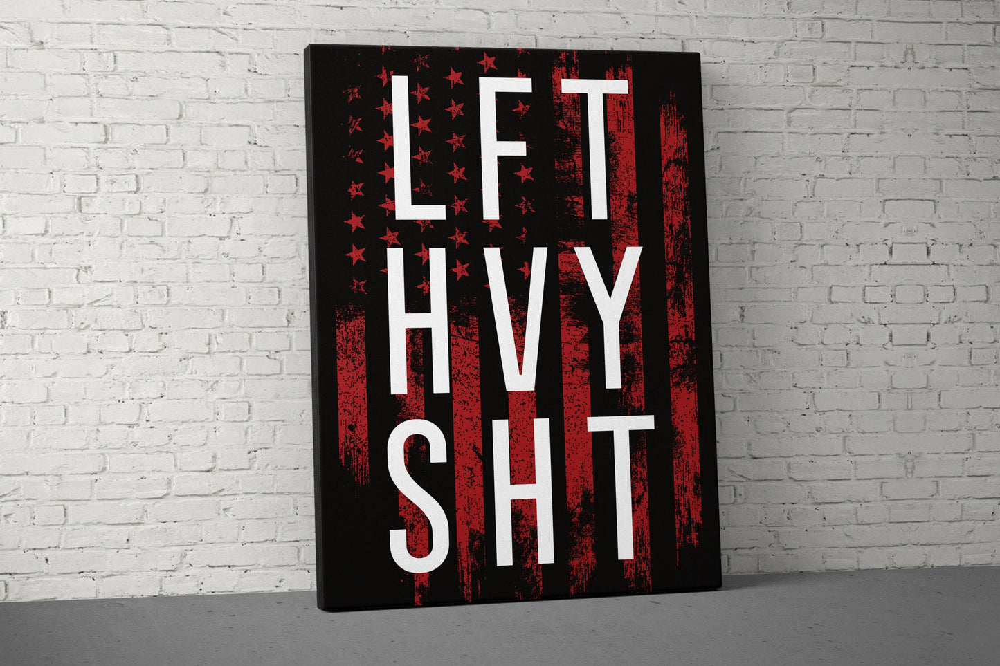 Lft Hvy Sht Canvas - Home Gym Decor - Large Motivational Quote Wall Art - Weightlifting Fitness - Sports Inspiration - USA Red