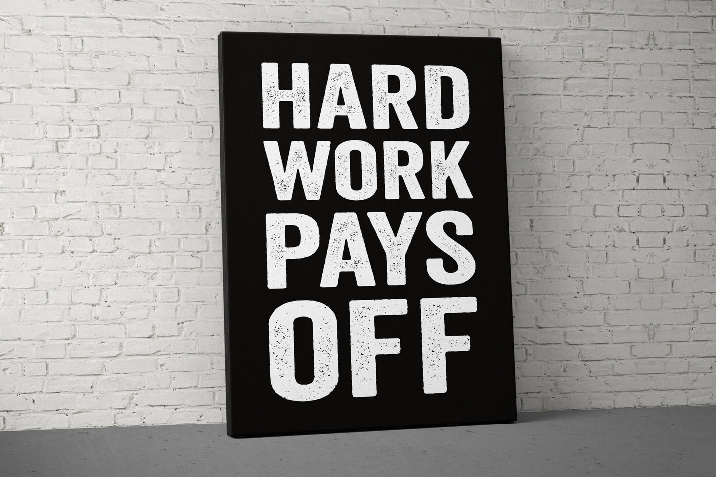 Hard Work Pays Off Canvas - Home Gym Decor - Large Motivational Quote Wall Art - Weightlifting Fitness Training - Garage Basement