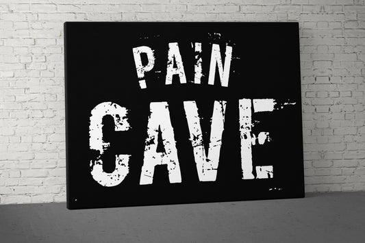 Pain Cave Canvas - Home Gym Decor - Large Motivational Quote Wall Art - Weightlifting Fitness - Sports Inspiration