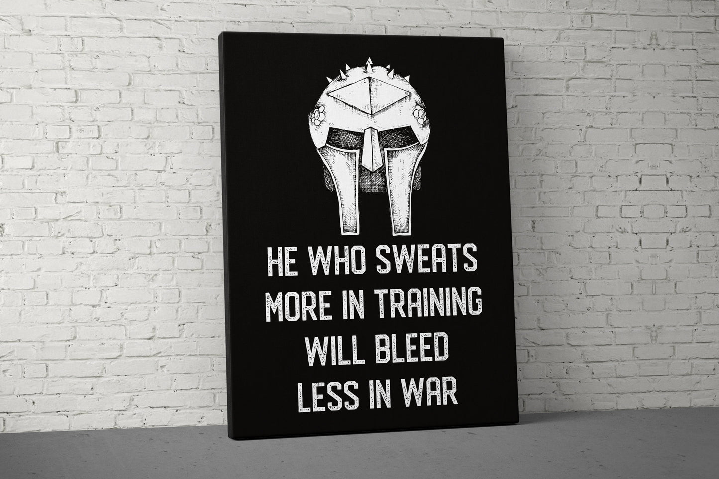 He Who Sweats Canvas - Home Gym Decor - Large Motivational Quote Wall Art - Weightlifting Fitness - Sports Inspiration