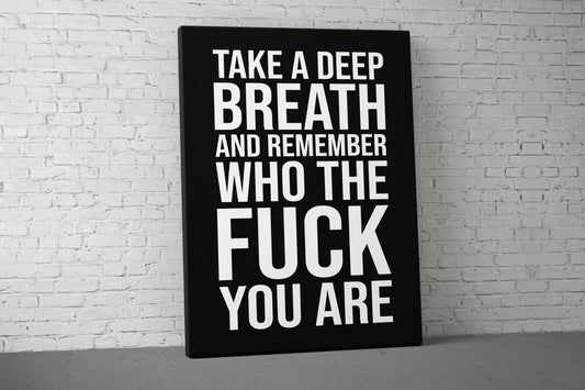 Take A Deep Breath Canvas - Home Gym Decor - Large Motivational Quote Wall Art - Weightlifting Fitness - Sports Inspiration