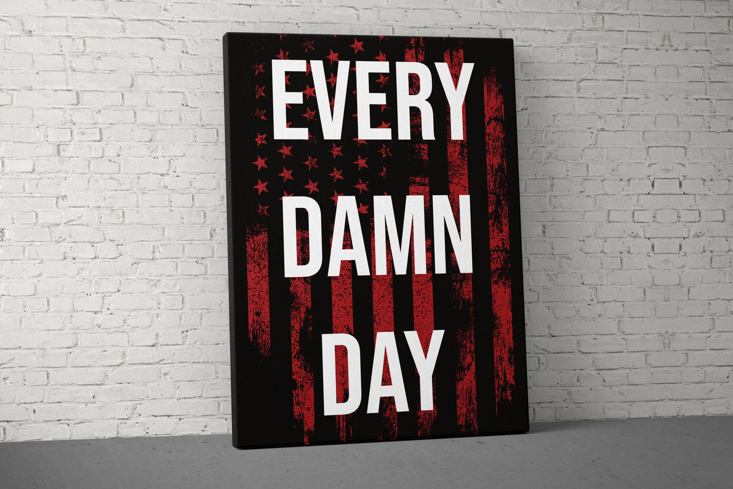 Every Damn Day Canvas - Home Gym Decor - Large Motivational Quote Wall Art - Weightlifting Fitness - Sports - Red