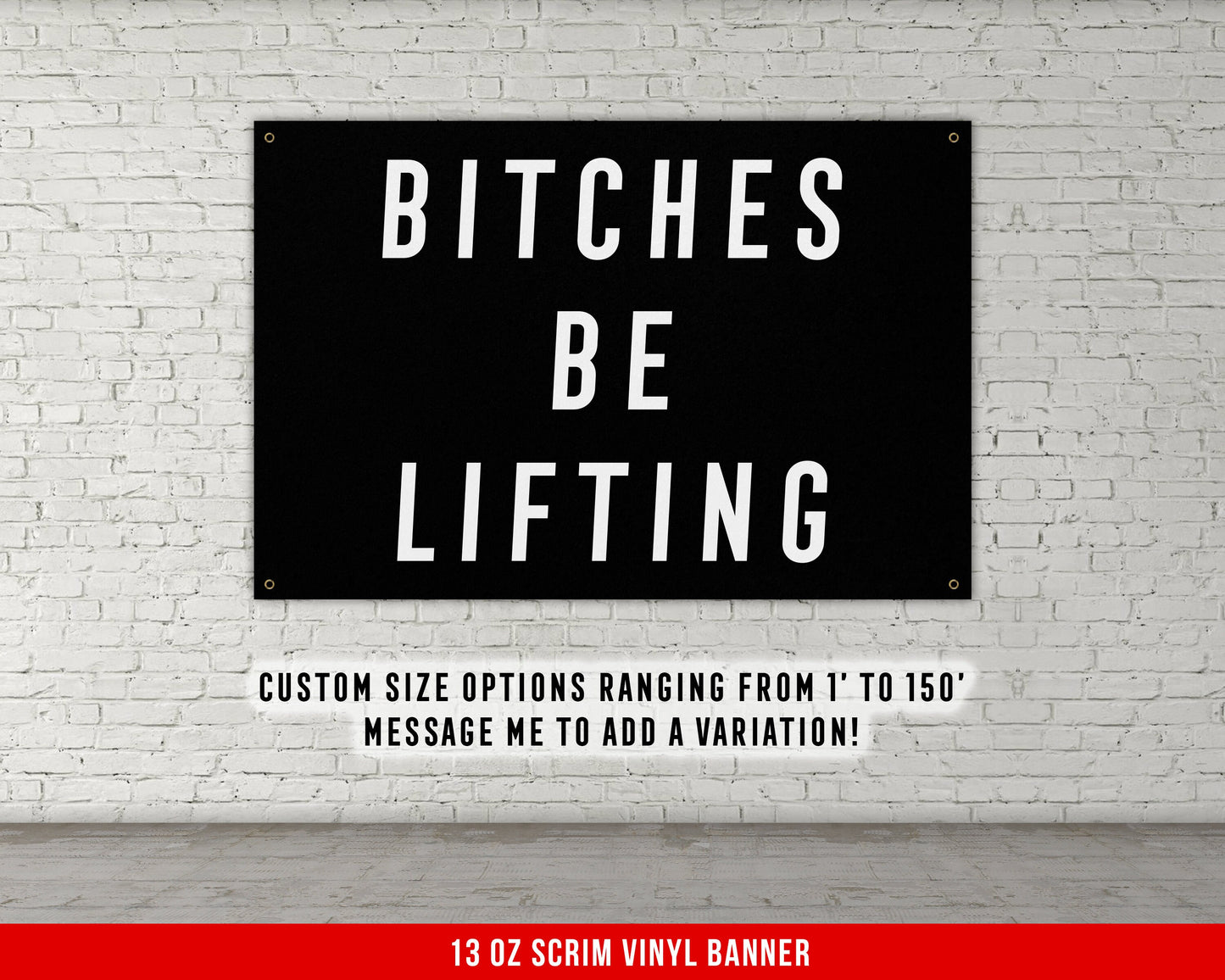 Bitches Be Lifting - Home Gym Banner Flag - Motivational Wall Decor - Large Quote - Garage Basement - Female Fitness Girls