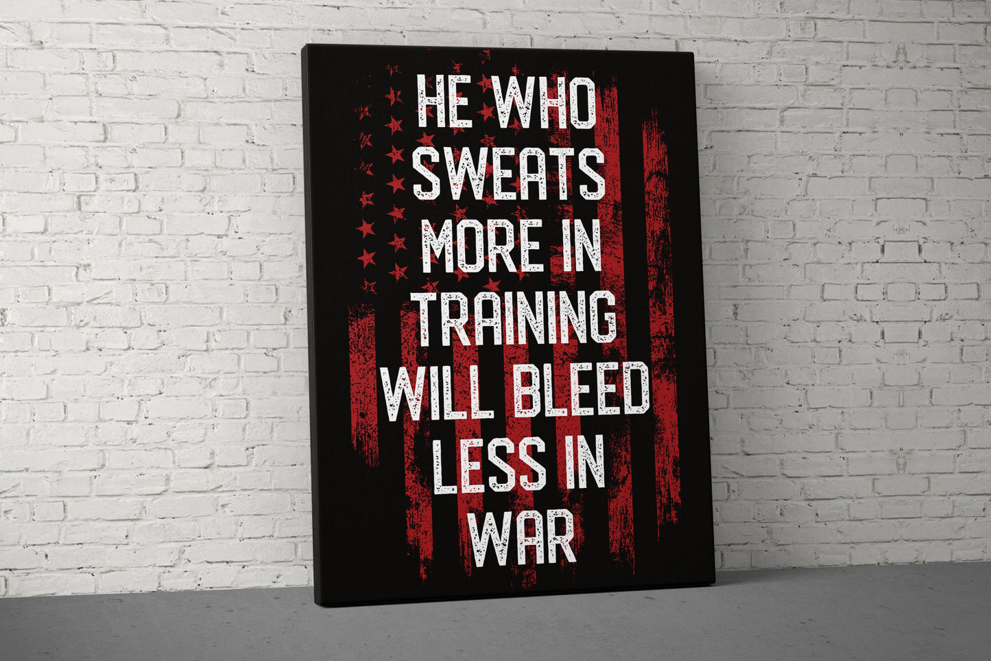 He Who Bleeds Less Canvas - Motivational Home Gym Decor - Large Quote Wall Art - Weightlifting Fitness - Sports Inspirational