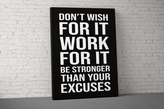 Don't Wish For It Canvas - Home Gym Decor - Large Quote Wall Art - Weightlifting Fitness - Sports Inspiration - Motivational