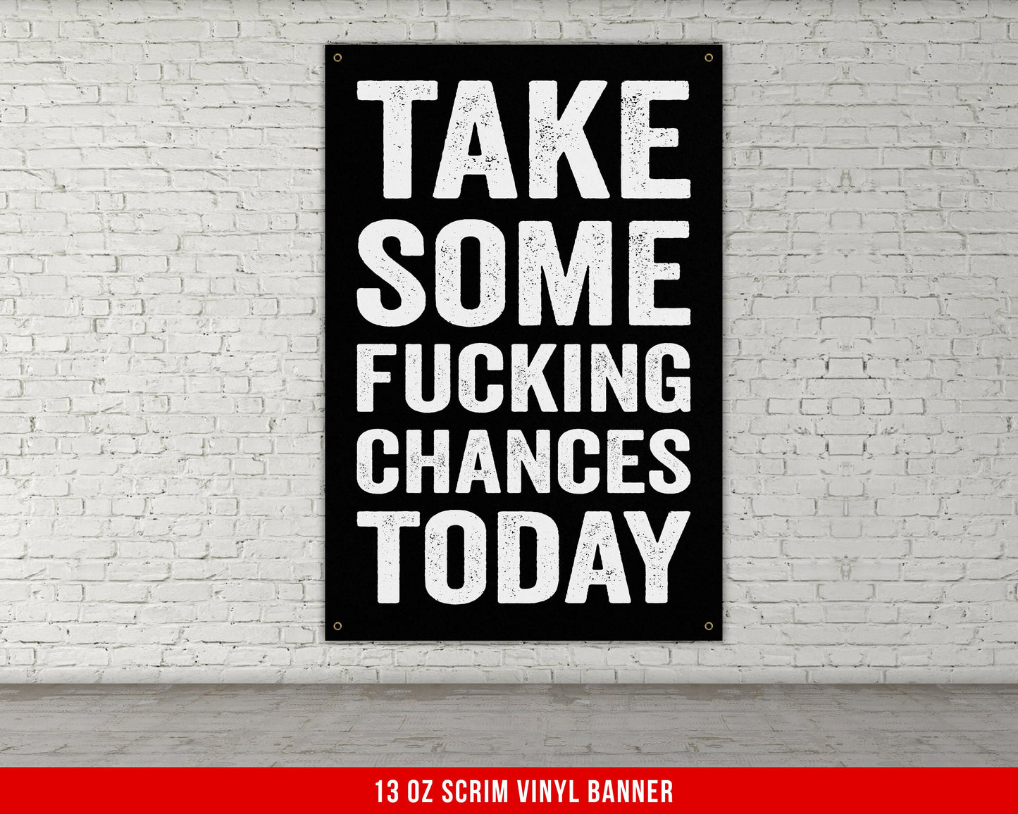 Take Some Chances Banner - Home Gym Decor - Motivational Quote Wall Art - Weightlifting - Sports Fitness Lifting - Garage Basement