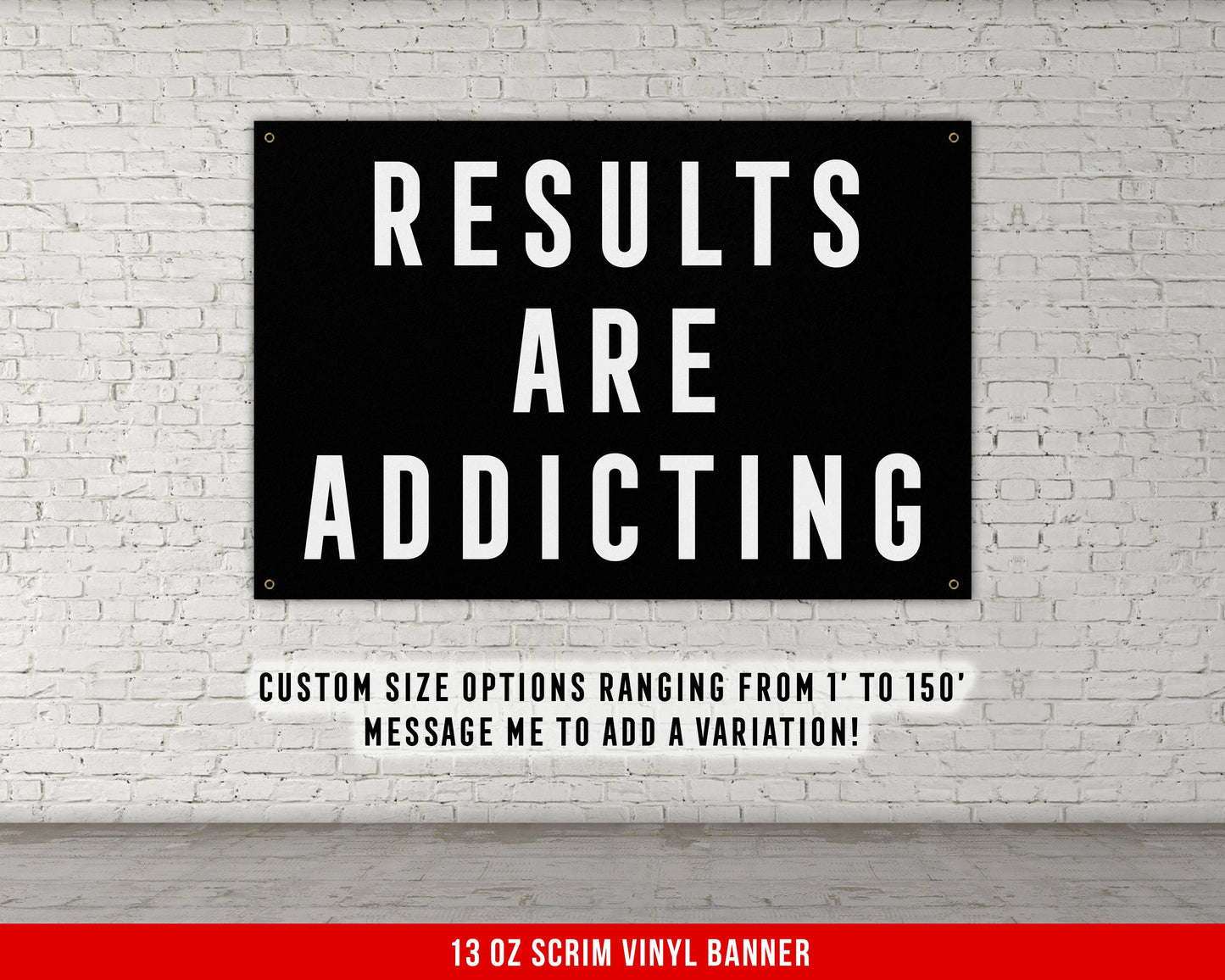 Results Are Addicting Banner - Home Gym Decor - Large Motivational Quote Wall Art - Weightlifting - Sports Inspiration