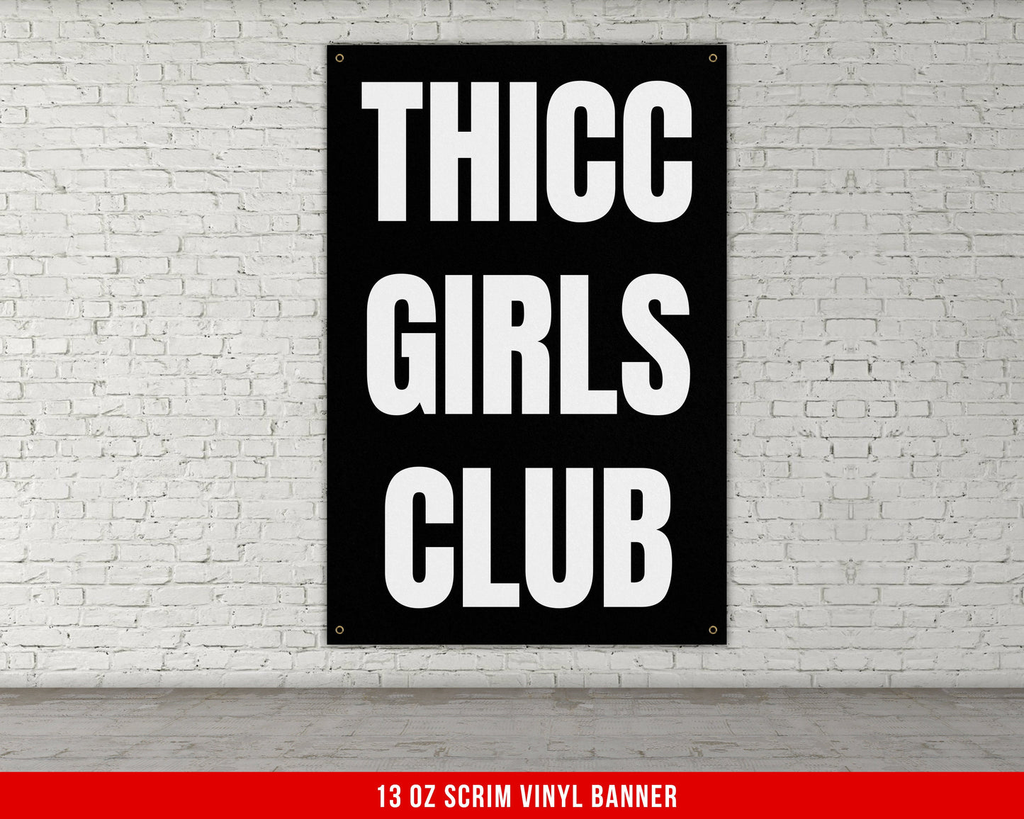 Thicc Girls Club Banner - Home Gym Decor - Large Motivational Quote Wall Art - Weightlifting - Funny Inspiration