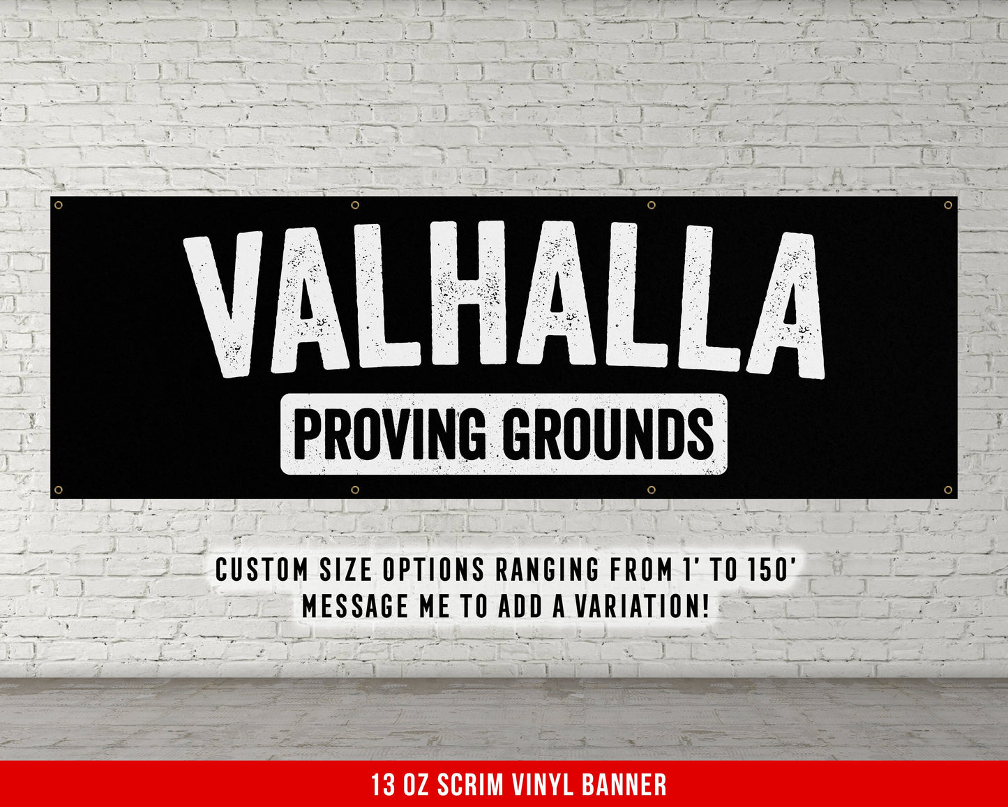 Valhalla Proving Grounds Banner - Motivational Home Gym Decor - Large Quote Wall Art - Weightlifting - Inspirational Sports