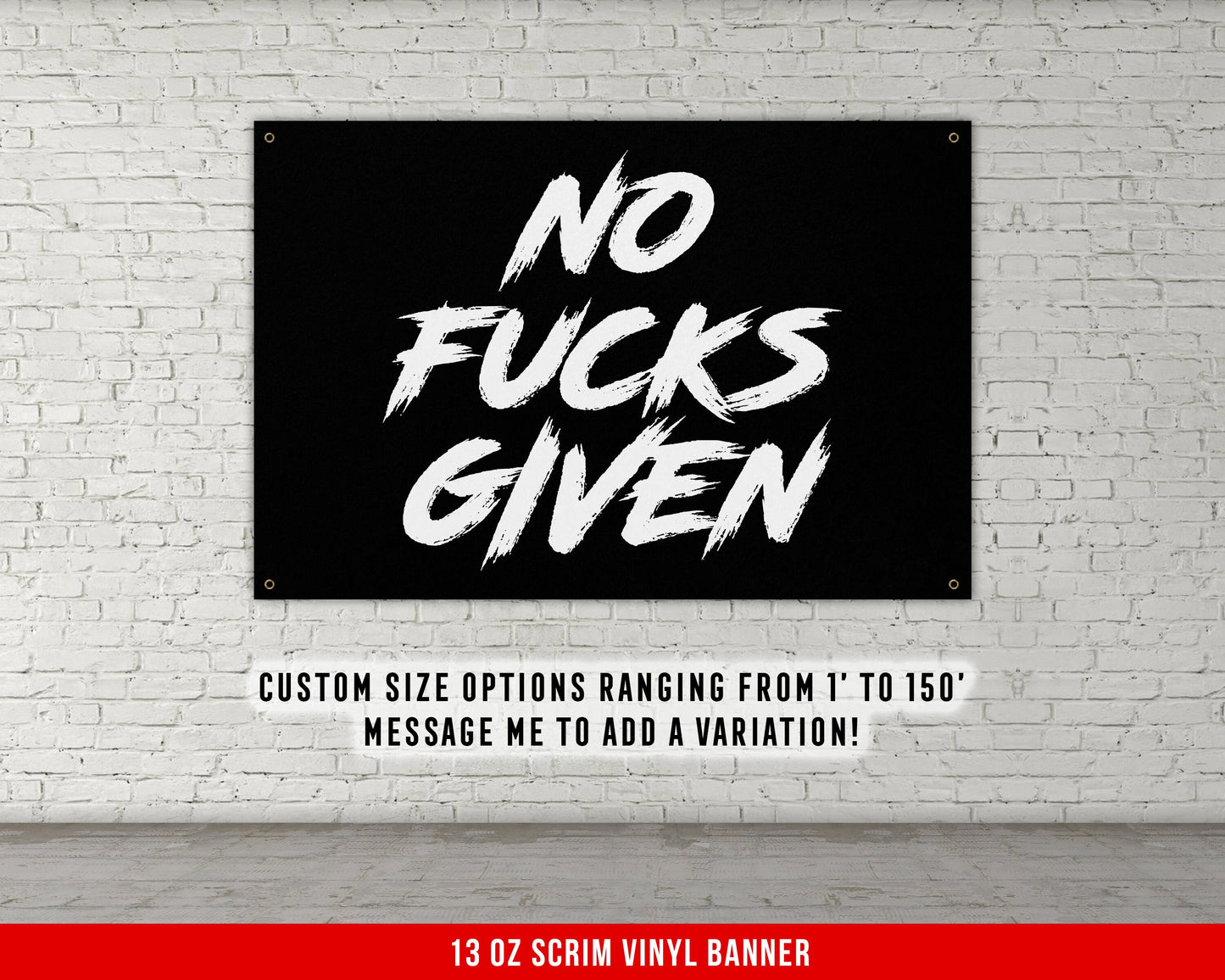 No Fucks Given Banner - Home Gym Decor - Large Quote Wall Art - Motivational Fitness Weightlifting - Inspiration Sports