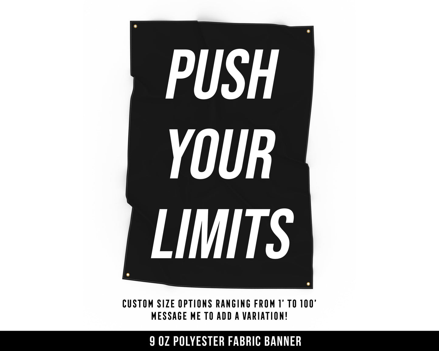 Push Your Limits Cloth Banner - Home Gym Decor - Large Wall Art Quote - Motivational Fitness Sign Flag