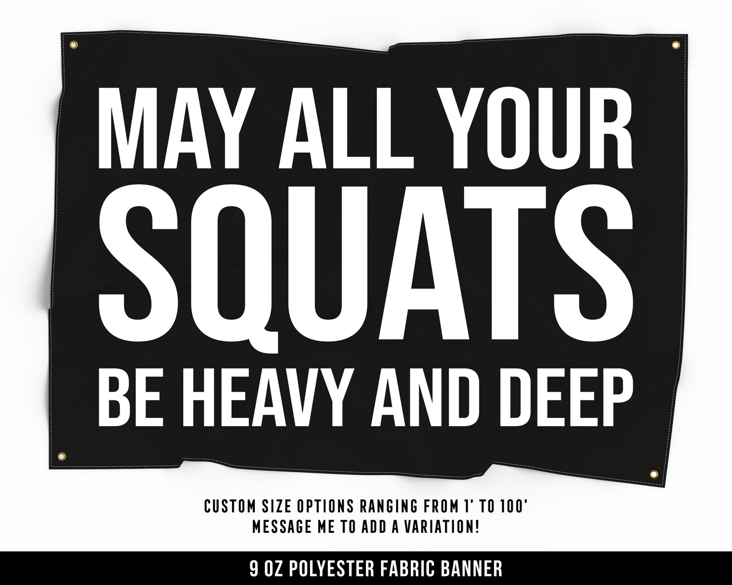 Squat Heavy Cloth Banner - Motivational Home Gym Decor - Large Wall Art Quote - Weightlifting Gift