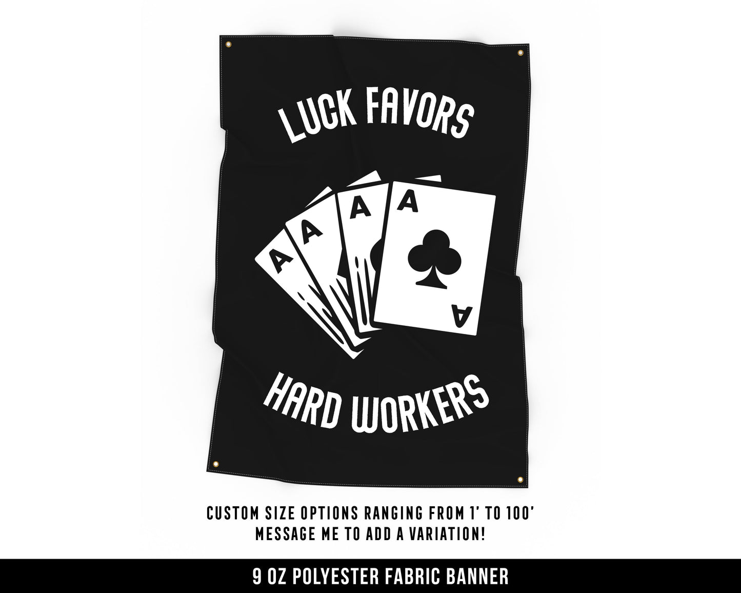 Luck Favors Hard Work Cloth Banner - Motivational Home Gym Decor - Large Wall Art Quote - Weightlifting Gift