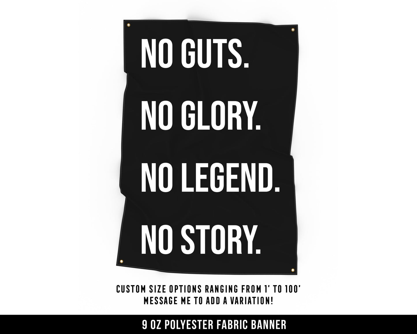 No Guts No Glory Cloth Banner - Home Gym Decor - Large Wall Art Quote - Motivational Fitness Sign Flag