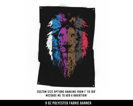 Lion Jiu Jitsu Cloth Banner - Brazilian BJJ Gym Belts Decor - Large Motivational Wall Art - Grappling Jujitsu