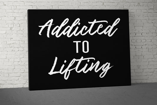 Addicted To Lifting Quitting Canvas - Home Gym Decor - Office Large Motivational Quote Wall Art - Weightlifting Fitness - Inspirational