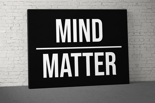 Mind Over Matter Canvas - Home Gym Decor - Office Large Motivational Quote Wall Art - Weightlifting Fitness - Inspirational