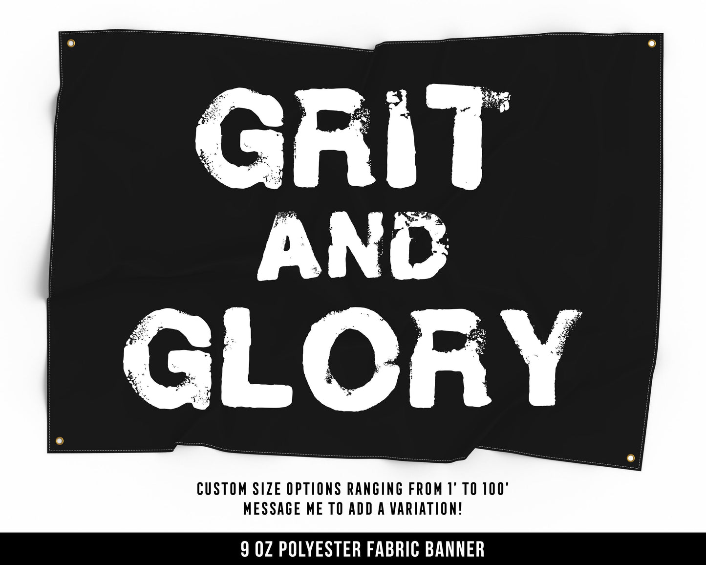 Grit And Glory Cloth Banner - Home Gym Decor - Large Wall Art Quote - Motivational Fitness Sign Flag