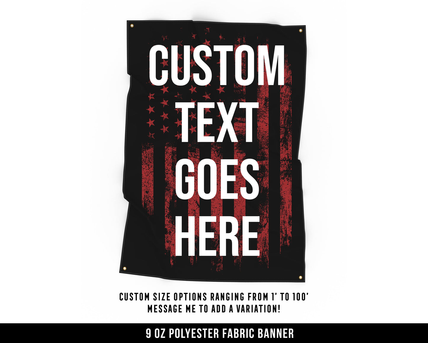 Custom Text Fabric Banner - Home Gym Decor - Large Motivational Quote Wall Art - Personalize Garage Basement - USA Red