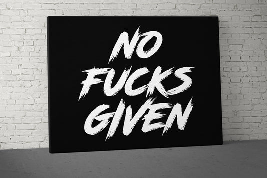 No Fucks Given Canvas - Home Gym Decor - Office Large Motivational Quote Wall Art - Weightlifting Fitness