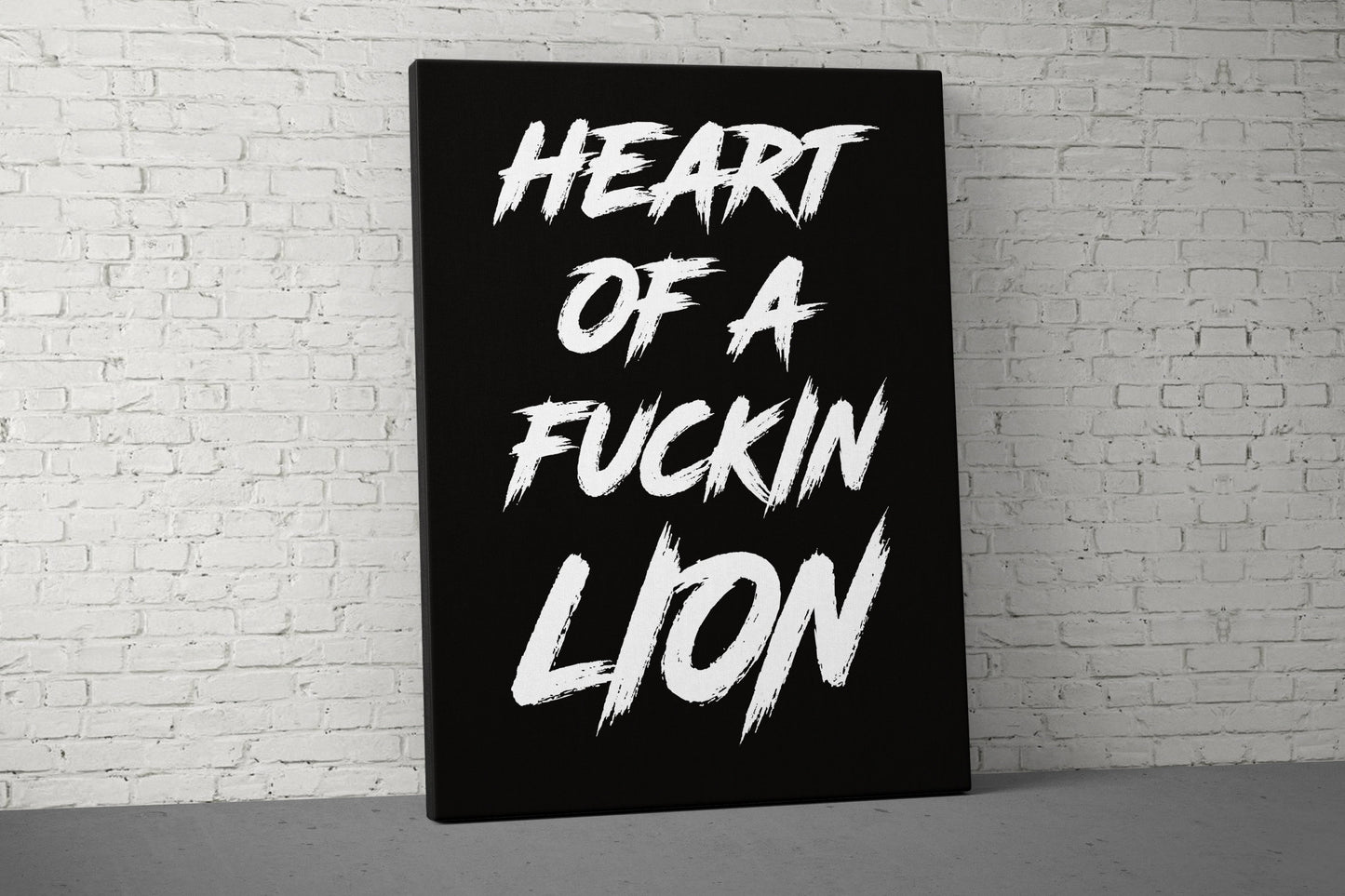 Heart Of A Fuckin Lion Canvas - Home Gym Decor - Office Large Motivational Quote Wall Art - Weightlifting Inspirational