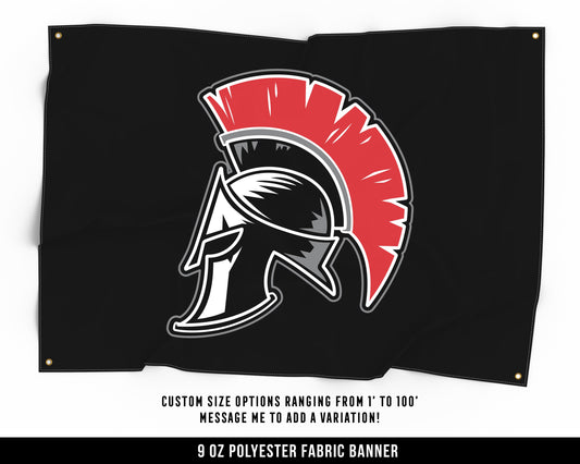 Spartan Warrior Helmet Cloth Banner - Home Gym Decor - Large Wall Art Quote - Weightlifting Workout