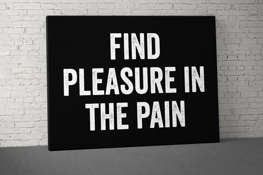 Pleasure In Pain Canvas - Home Gym Decor - Office Large Motivational Quote Wall Art - Weightlifting Inspirational