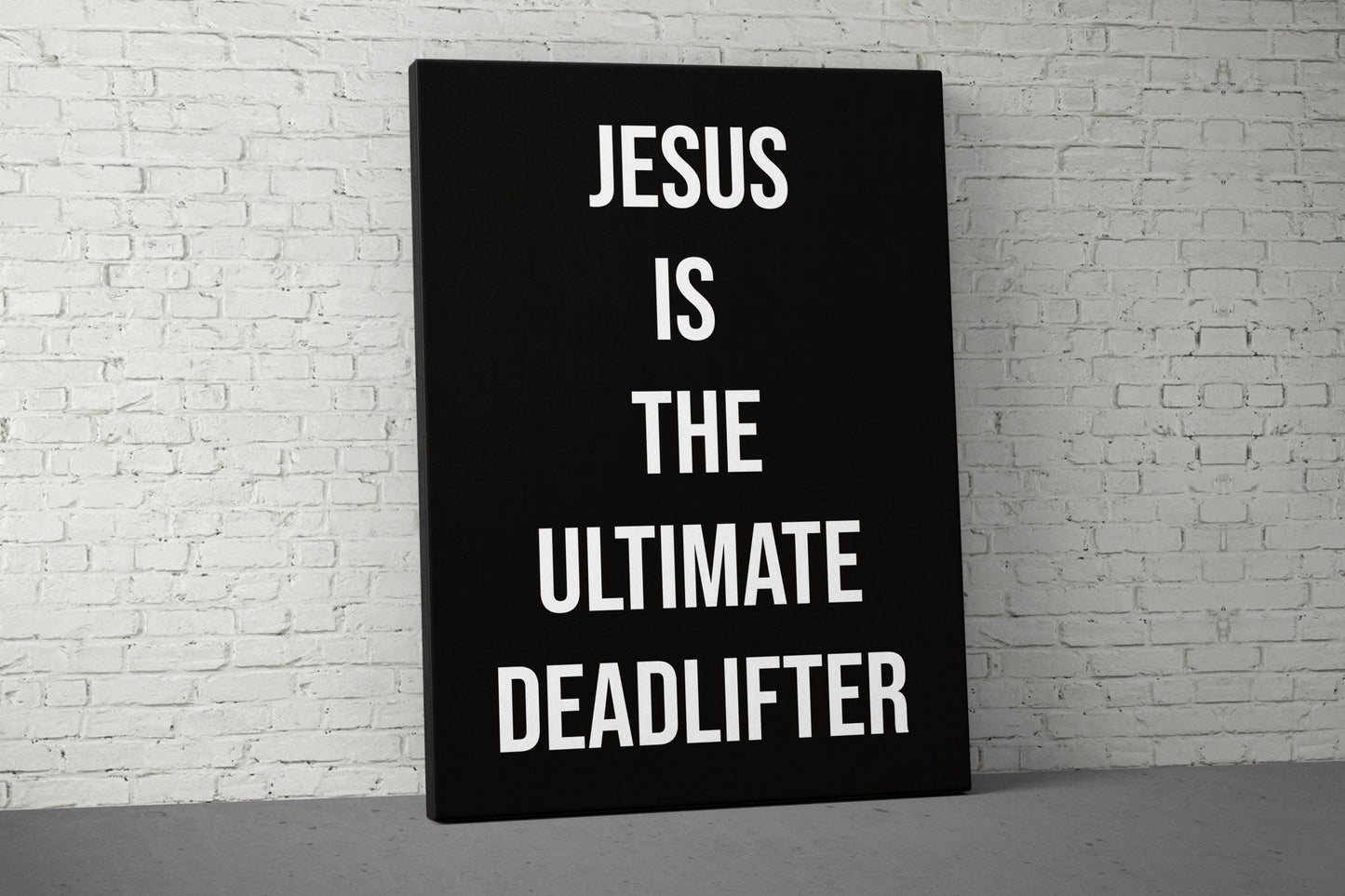 Jesus Deadlifter Canvas - Home Gym Decor - Large Motivational Quote Wall Art - Christian Fitness Training - Garage Basement