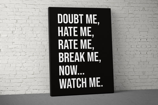 Doubt Me Hate Me Canvas - Home Gym Decor - Large Quote Wall Art - Weightlifting Fitness - Sports Inspiration