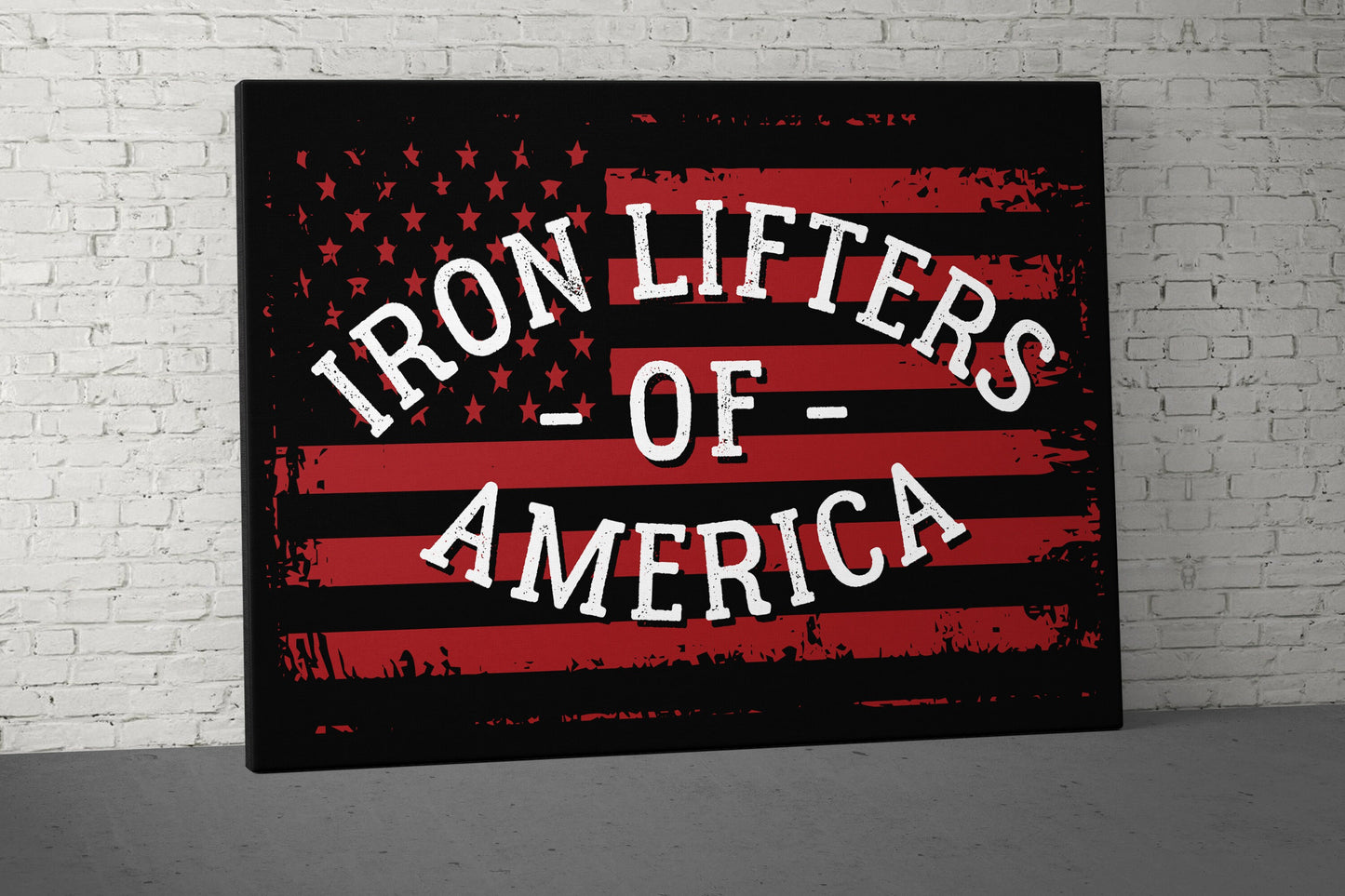 Iron Lifters Canvas - Home Gym Decor - Large Quote Wall Art - Motivational Fitness Weightlifting - USA Red