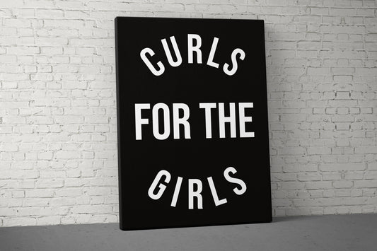 Curls For Girls Canvas - Home Gym Decor - Office Large Motivational Quote Wall Art - Weightlifting Funny