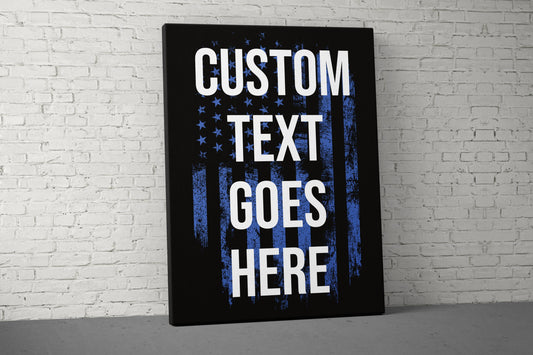 Custom Text Canvas - Home Gym Decor - Large Quote Wall Art - Motivational Fitness Weightlifting - USA Blue