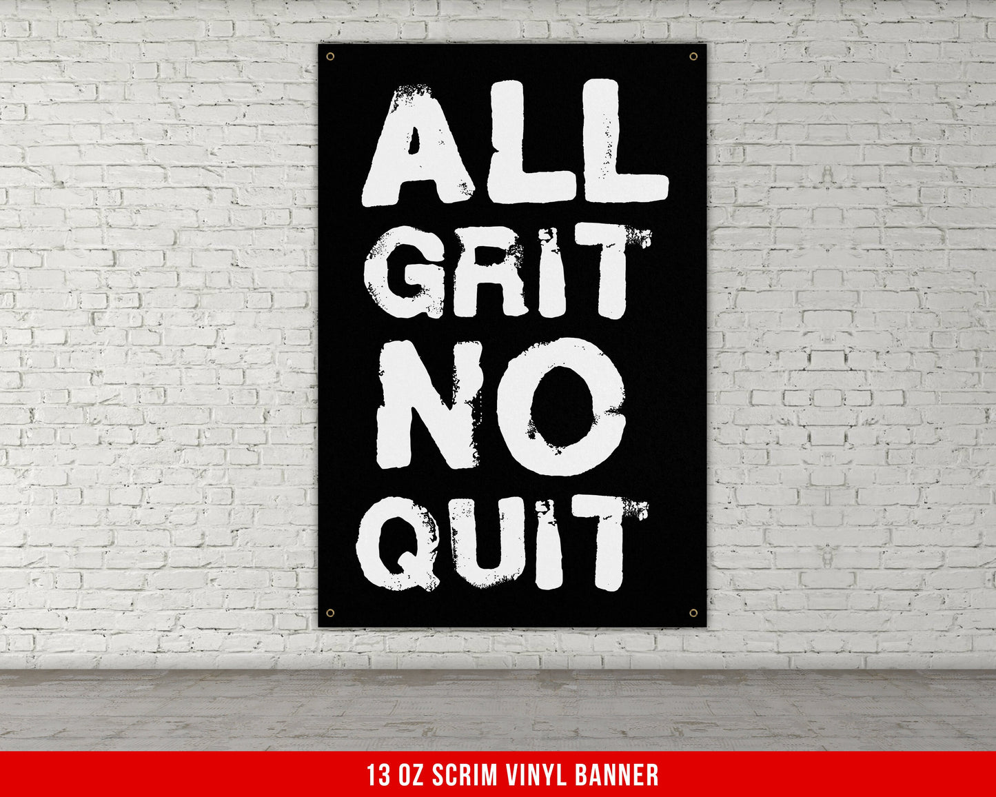 All Grit No Quit Banner - Home Gym Decor - Large Motivational Quote Wall Art - Weightlifting - Sports Inspiration