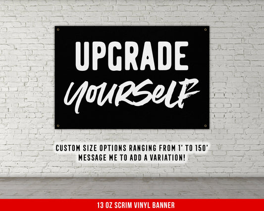 Upgrade Yourself Banner - Home Gym Decor - Large Quotes Wall Art - Garage Basement - Sports Inspiration - Motivational Fitness