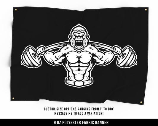 Gorilla Weights Cloth Banner - Home Gym Decor - Large Wall Art Quote - Weightlifting Workout Print