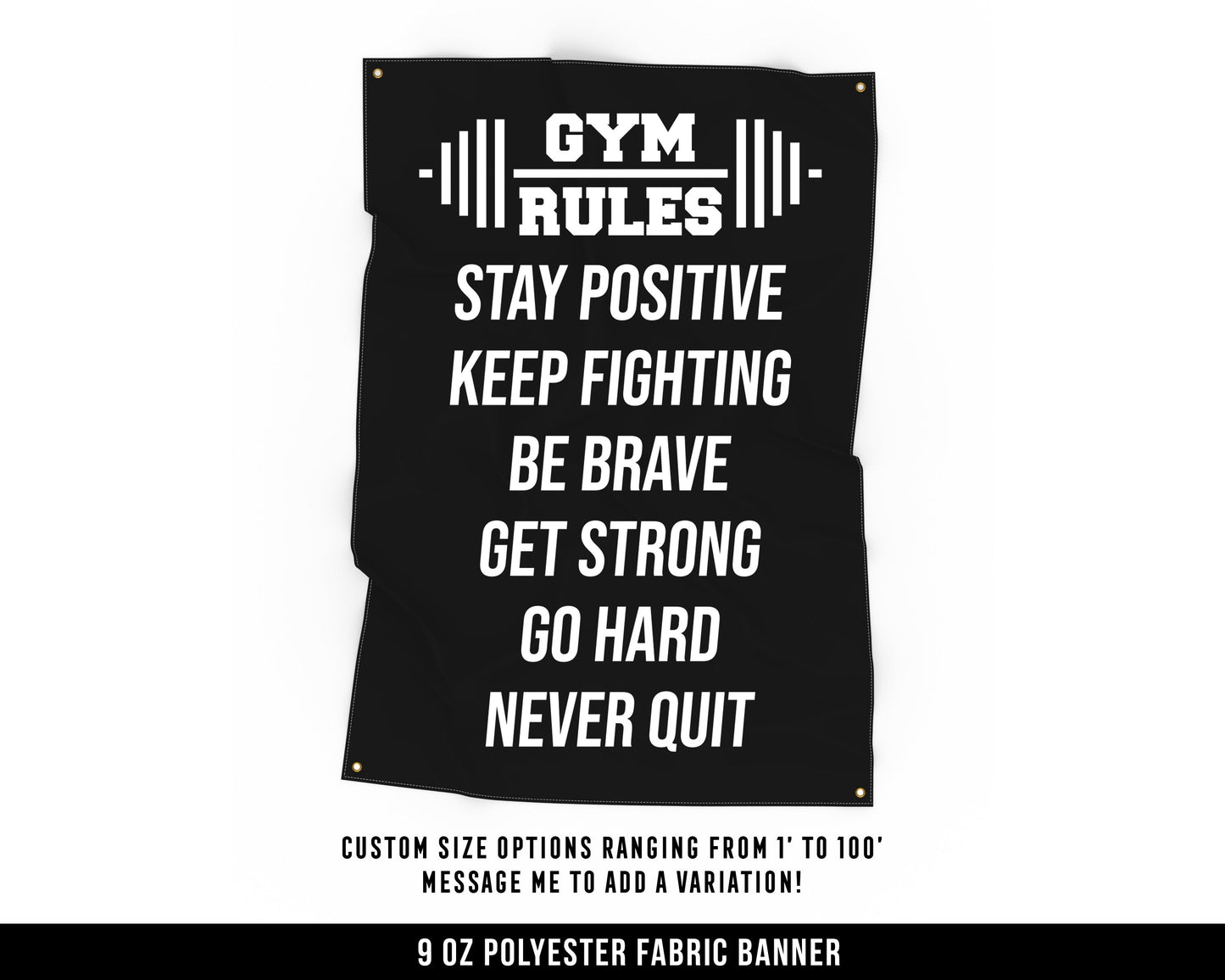 Gym Rules Cloth Banner - Home Gym Decor - Large Wall Art Quote - Weightlifting Workout Print