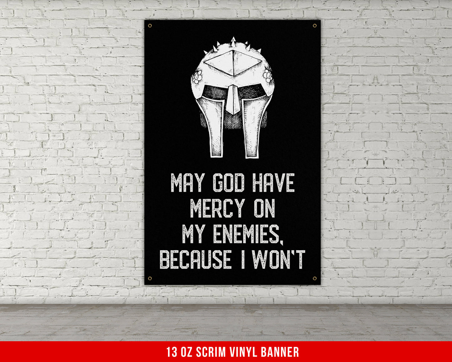 May God Have Mercy Banner - Home Gym Decor - Large Quotes Wall Art - Weightlifting - Sports Inspiration - Motivational