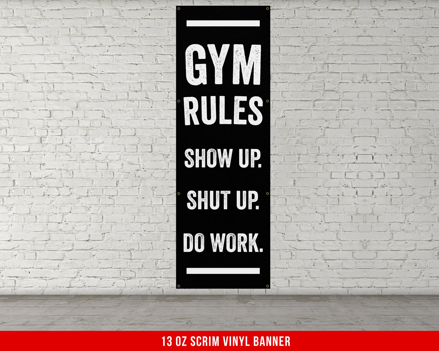 Gym Rules Banner - Motivational Home Gym Decor - Large Quote Wall Art - Weightlifting - Inspirational