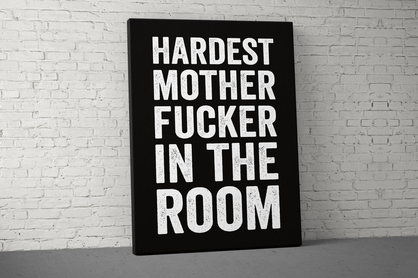 Hardest Mother Fucker Canvas - Home Gym Decor - Office Large Motivational Quote Wall Art - Weightlifting Fitness - Funny