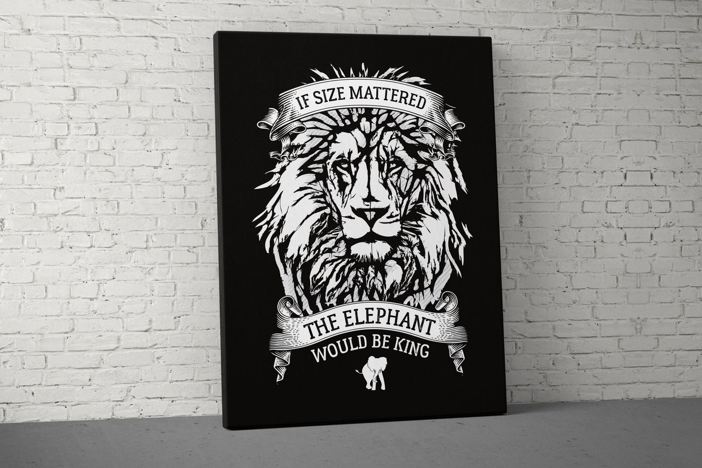 If Size Mattered Canvas - Home Gym Decor - Office Large Motivational Quote Wall Art - Weightlifting Lion