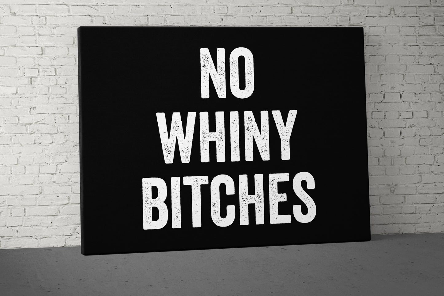 No Whiny Bitches Canvas - Home Gym Decor - Office Large Motivational Quote Wall Art - Weightlifting Fitness