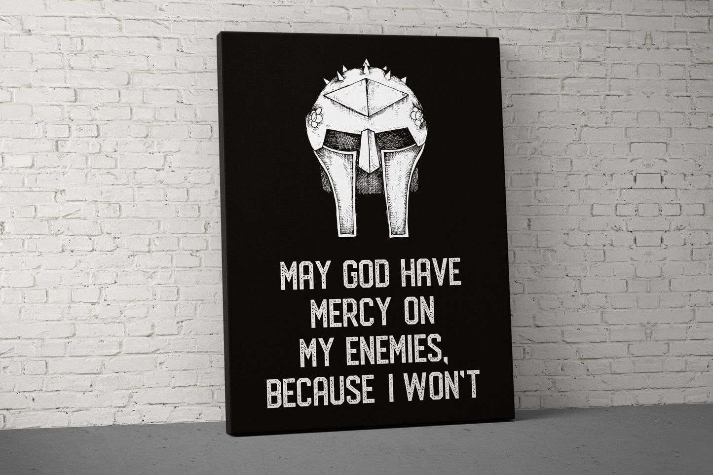 May God Have Mercy Canvas - Home Gym Decor - Office Large Motivational Quote Wall Art - Weightlifting Inspirational