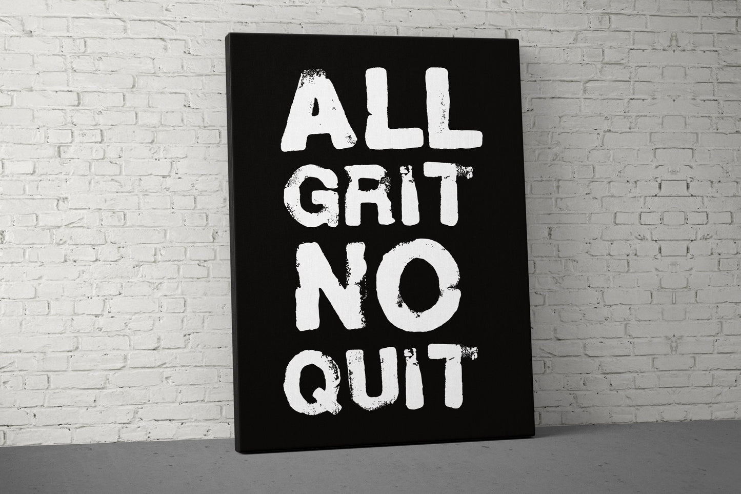 All Grit No Quit Canvas - Home Gym Decor - Office Large Motivational Quote Wall Art - Weightlifting Inspirational