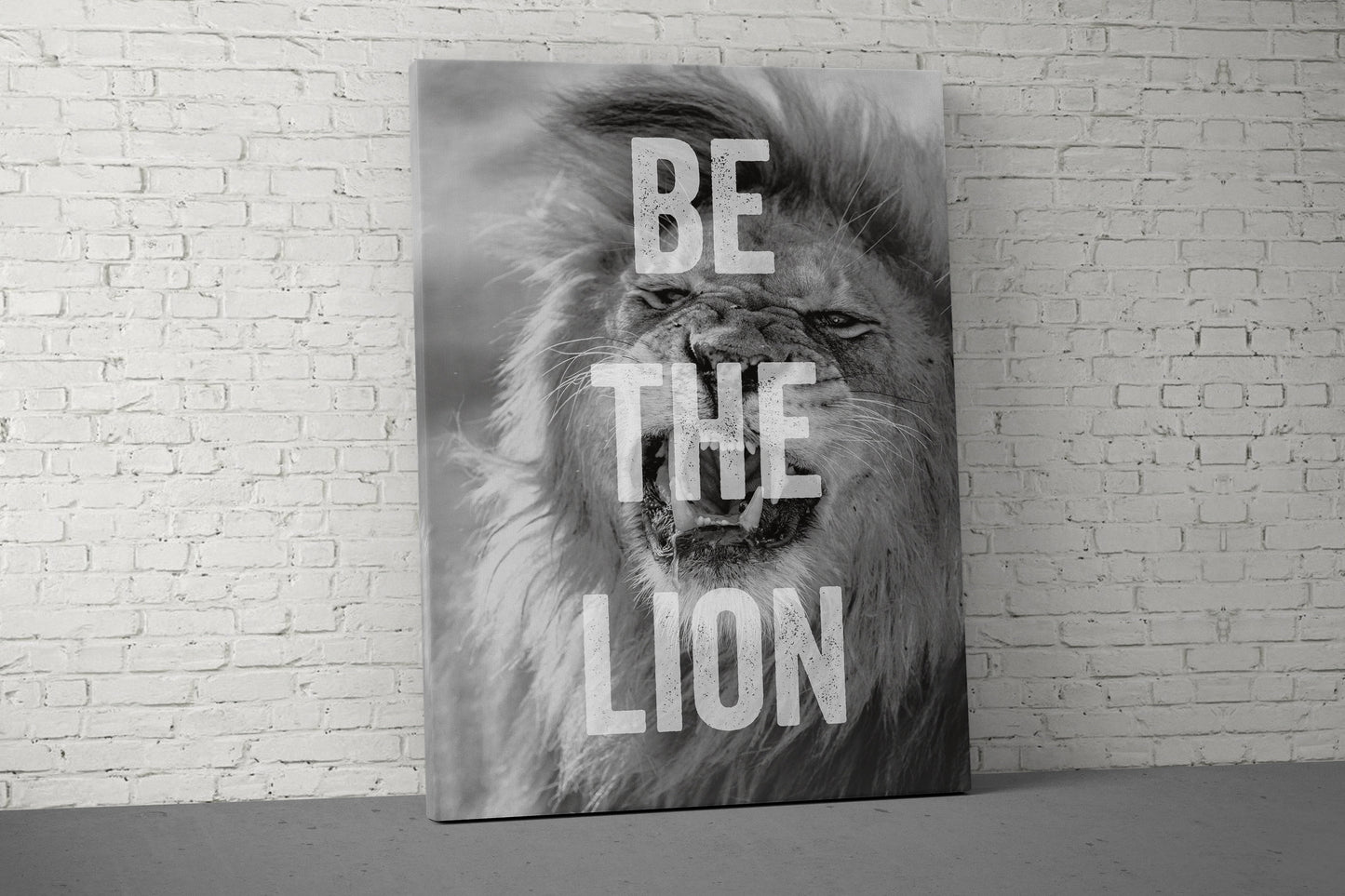 Be The Lion Canvas - Home Gym Decor - Large Motivational Quote Wall Art - Weightlifting Fitness - Sports