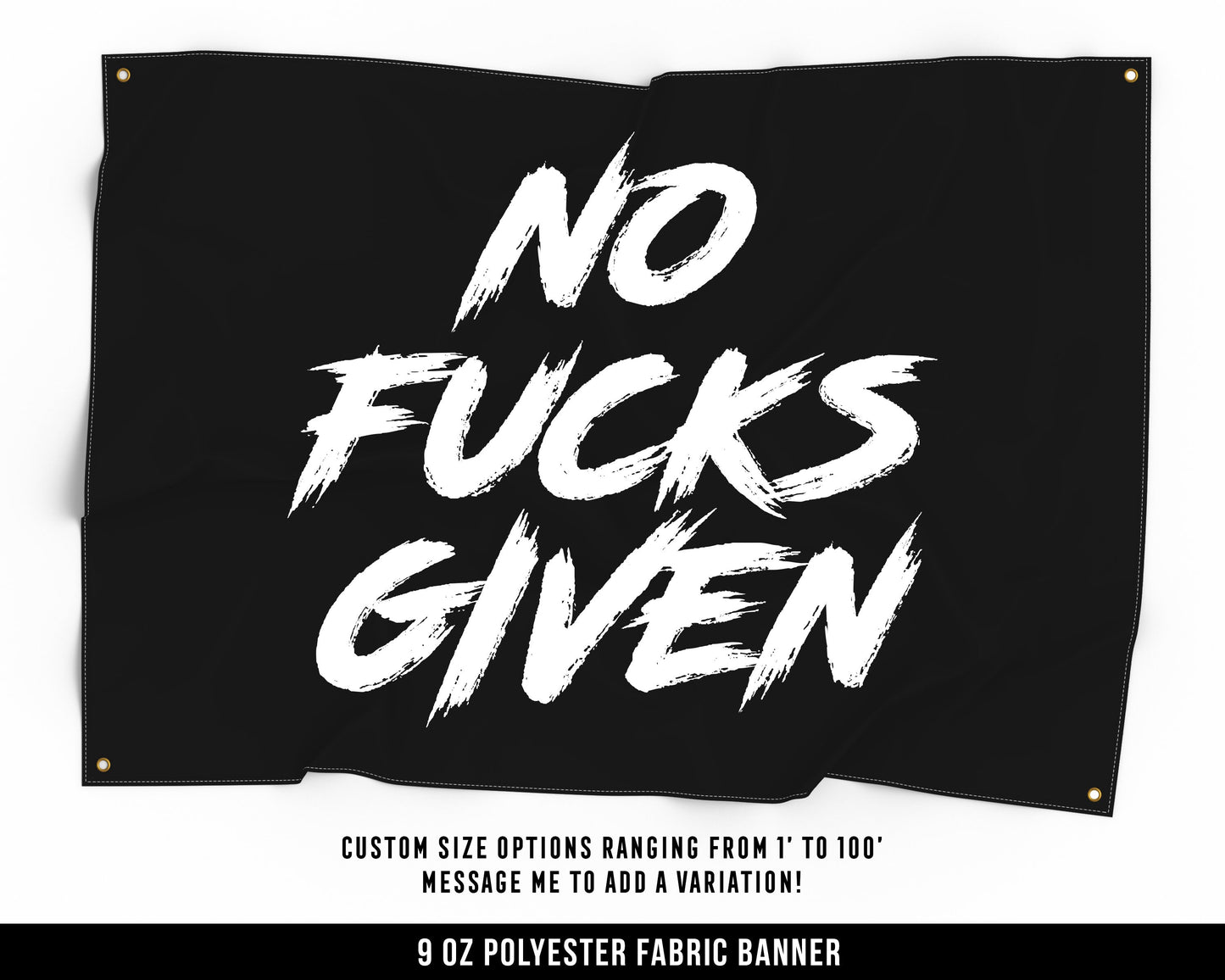 No Fucks Given Cloth Banner - Home Gym Decor - Large Wall Art Quote - Motivational Fitness Sign Flag